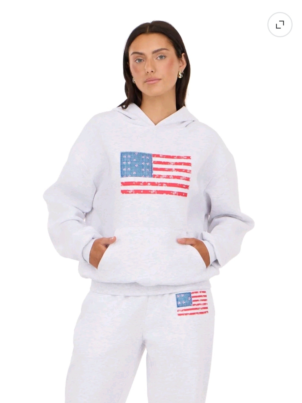Forever 21 Oversized Flag Pullover Hoodie & Joggers Set